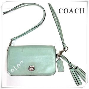 Coach VTG Rare Legacy Leather Penny Mini  Crossbody Bad Fringe Mint Green #19914